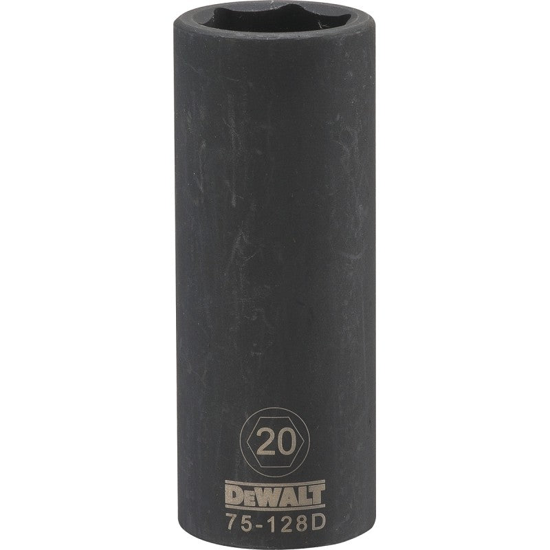 DEWALT DWMT75128OSP Deep Impact Socket, 20 mm Socket, 1-1/32 in D Socket, 1/2 in Drive, 6-Point, Steel, Black Oxide
