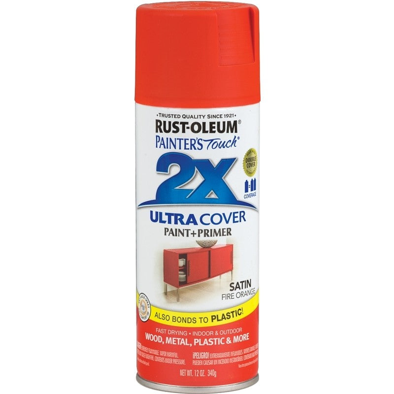 Rust-Oleum 263149 Spray Paint, Satin, Fire Orange, 12 oz, Can