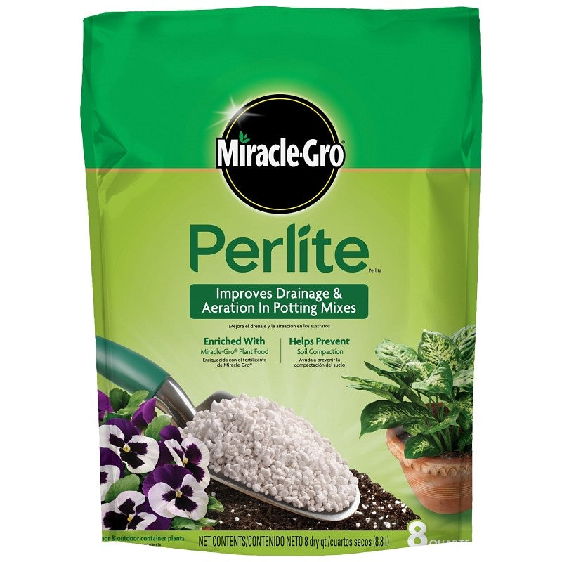 Miracle-Gro 74278430 Perlite, Granular, Off-White/White, Mild, 8 qt Bag (Pack of 6)