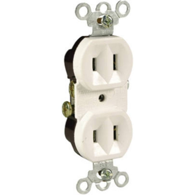Legrand 4025WCC20 Duplex Outlet, 2 -Pole, 15 A, 125 V, Side Wiring, NEMA: 5-15R, White