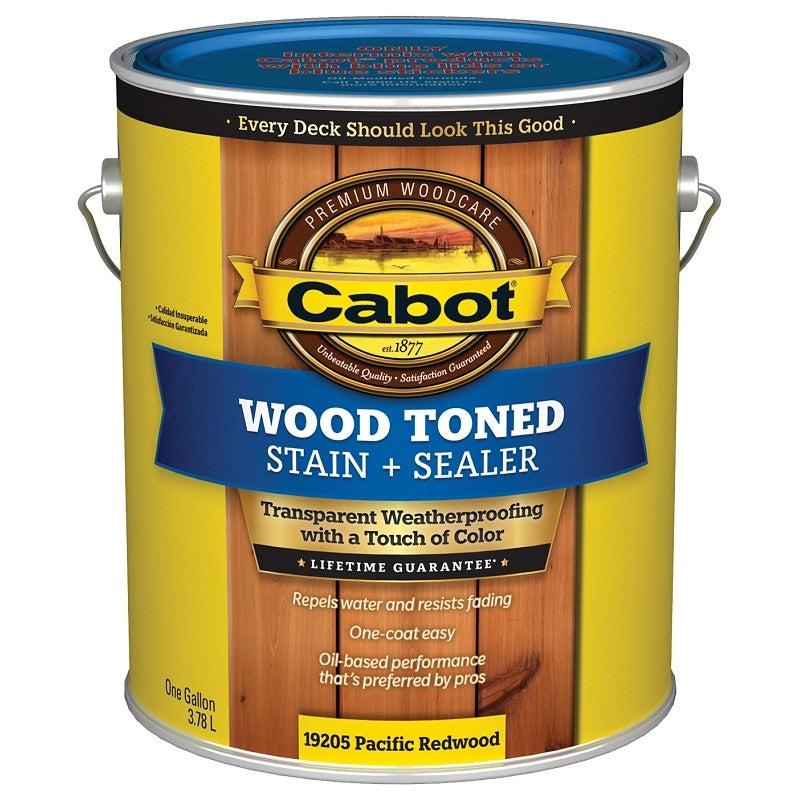 Cabot 19200 Series 140.0019205.007 Exterior Stain, Wood Toned, Pacific Redwood, Liquid, 1 gal, Can (Pack of 4)