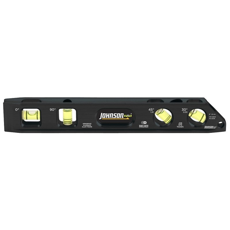 Johnson 1411-0900 Torpedo Level, 9 in L, 4-Vial, Magnetic, Aluminum