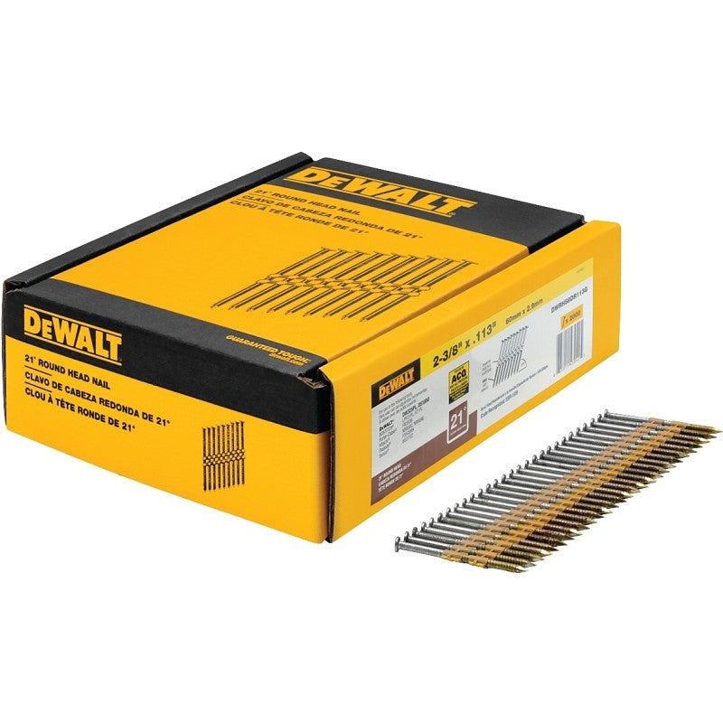 DEWALT DWRHS8DR113G Framing Nail, 2-3/8 in L, Galvanized Steel, Full Round Head, Ring Shank