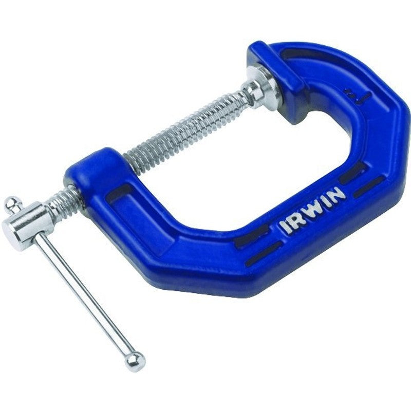 Irwin 225103ZR C-Clamp, 3 in Max Opening Size, 2-1/4 in D Throat, Cast Iron Body, Blue Body