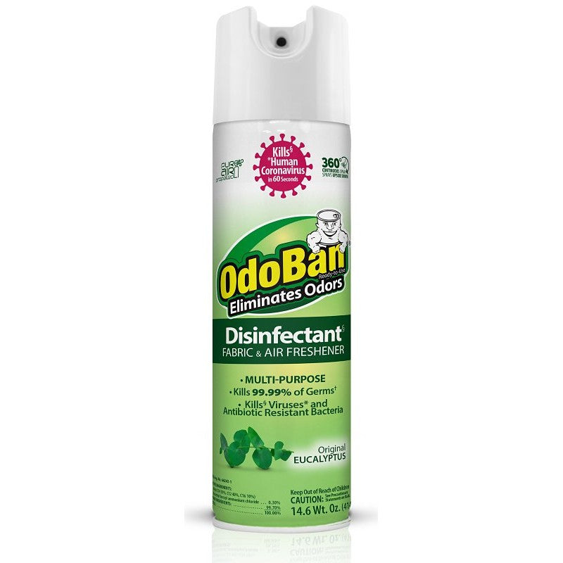 Odoban 910001-14A6 Odor Eliminator and Disinfectant, Eucalyptus, 14 oz Aerosol Can, Liquid, Clear (Pack of 6)