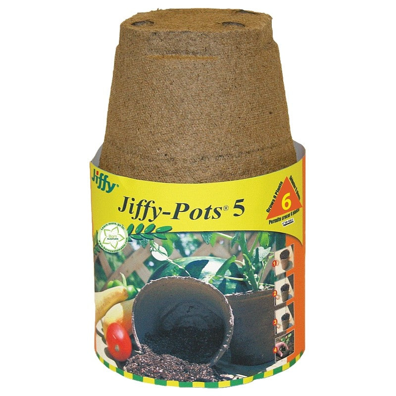 Jiffy JP506 Round Peat Pot, 6/PK