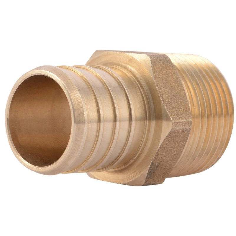 SharkBite UC142LF Pipe Adapter, 1 x 3/4 in, Barb x MNPT, Brass, 80 to 160 psi Pressure