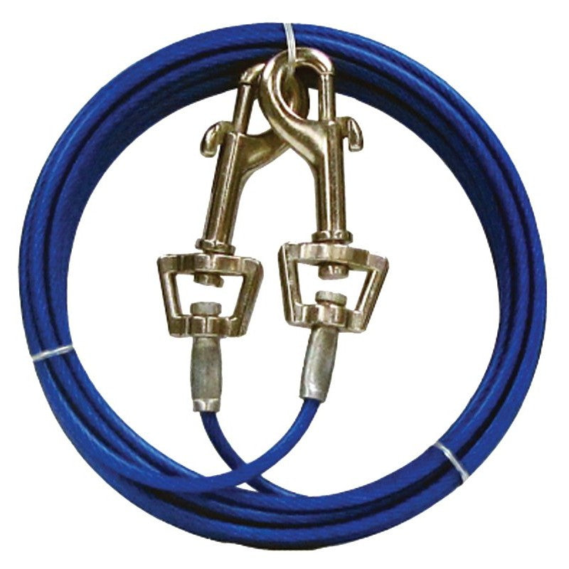 Boss Pet PDQ Q233000099 Pet Tie-Out Belt with Twin Swivel Snap, 30 ft L Belt/Cable, For: Medium Dogs Up to 35 lb