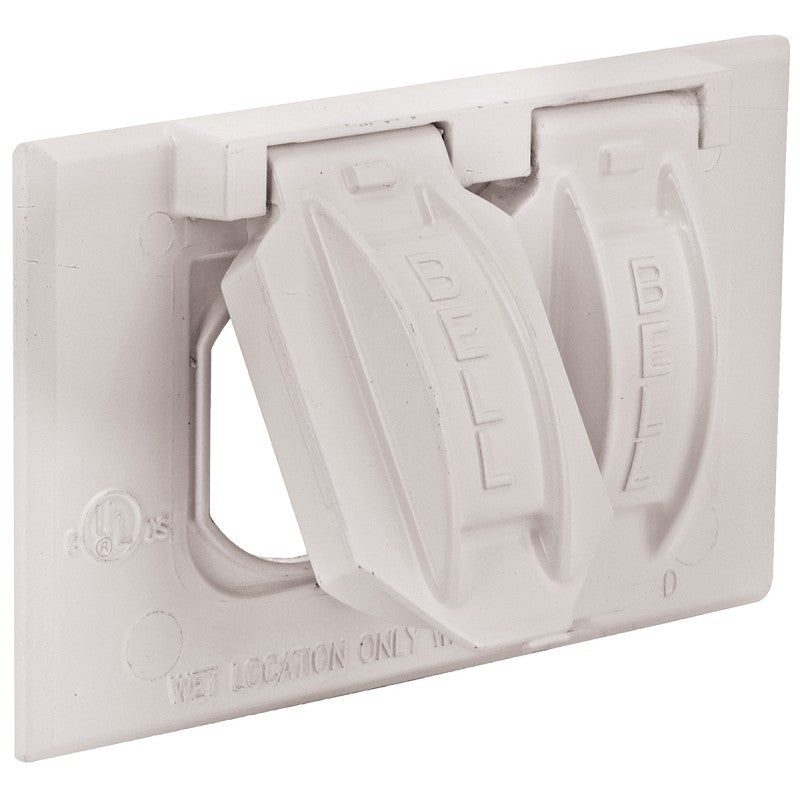 Hubbell 5180-1 Cover, 2-13/16 in L, 4-9/16 in W, Aluminum, White, Powder-Coated