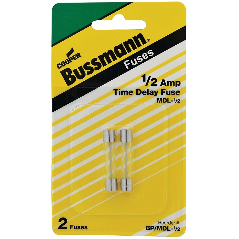 Bussmann BP/MDL-1/2 Fuse, 0.5 A, 250 V, 35 A, 10 kA Interrupt, Glass Body, G, Electronic, Time Delay Fuse