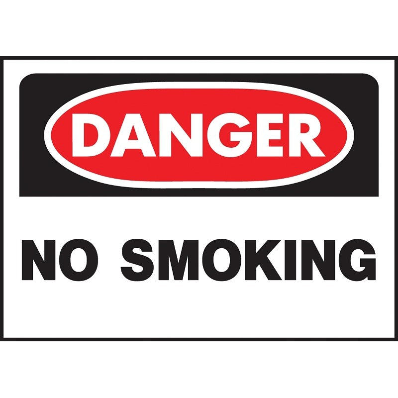 Hy-Ko 515 Danger Sign, Rectangular, NO SMOKING, Black Legend, White Background, Polyethylene (Pack of 5)