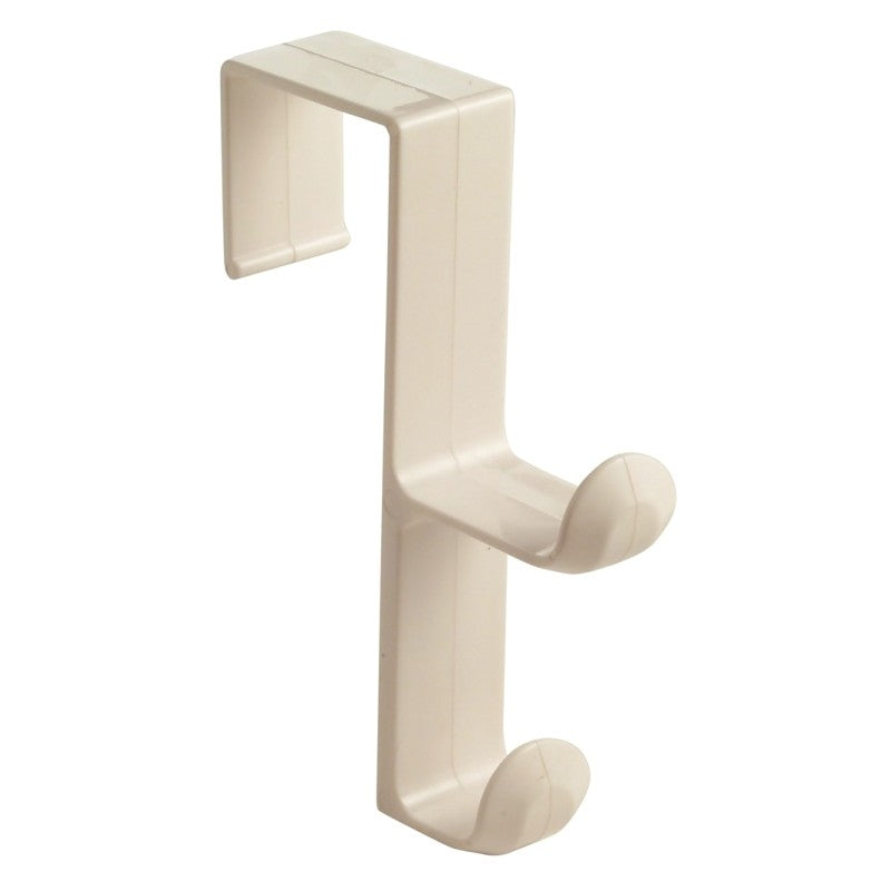 iDESIGN 16101 Series Door Hook, Door Mounting, 3 in L x 1 in W x 4-1/2 in H Dimensions, White, 2-Hook, Plastic