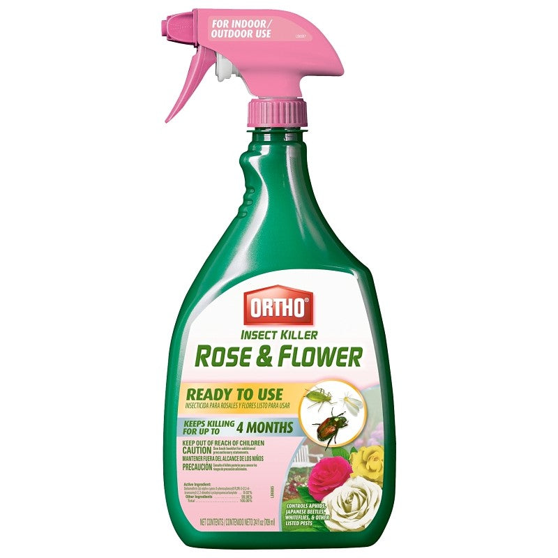 Ortho 0345610 Insect Killer, Liquid, Spray Application, Flowers and Roses, Ornamental Shrubs Garden, 24 oz Bottle
