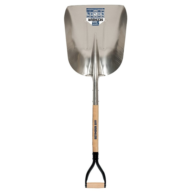 Seymour 49265 Grain Scoop, 15-1/4 in W Blade, 19 in L Blade, Aluminum Blade, Hardwood Handle, D-Shaped Handle, 46 in OAL