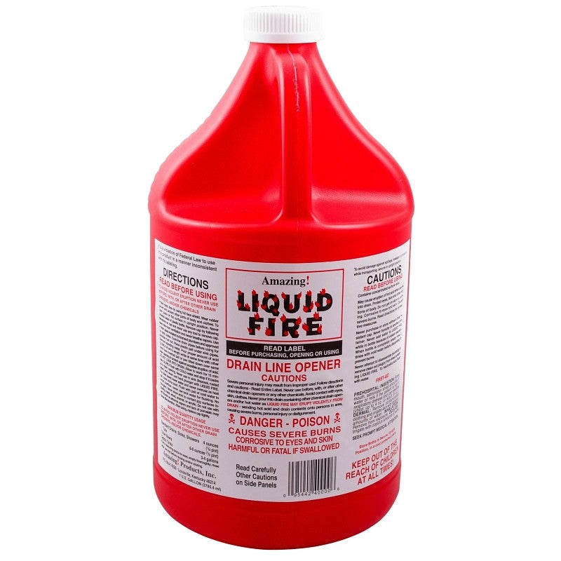 Liquid Fire LF-G-4 Drain Opener, Liquid, Dark Amber, Slight Pungent, 128 oz Bottle (Pack of 4)