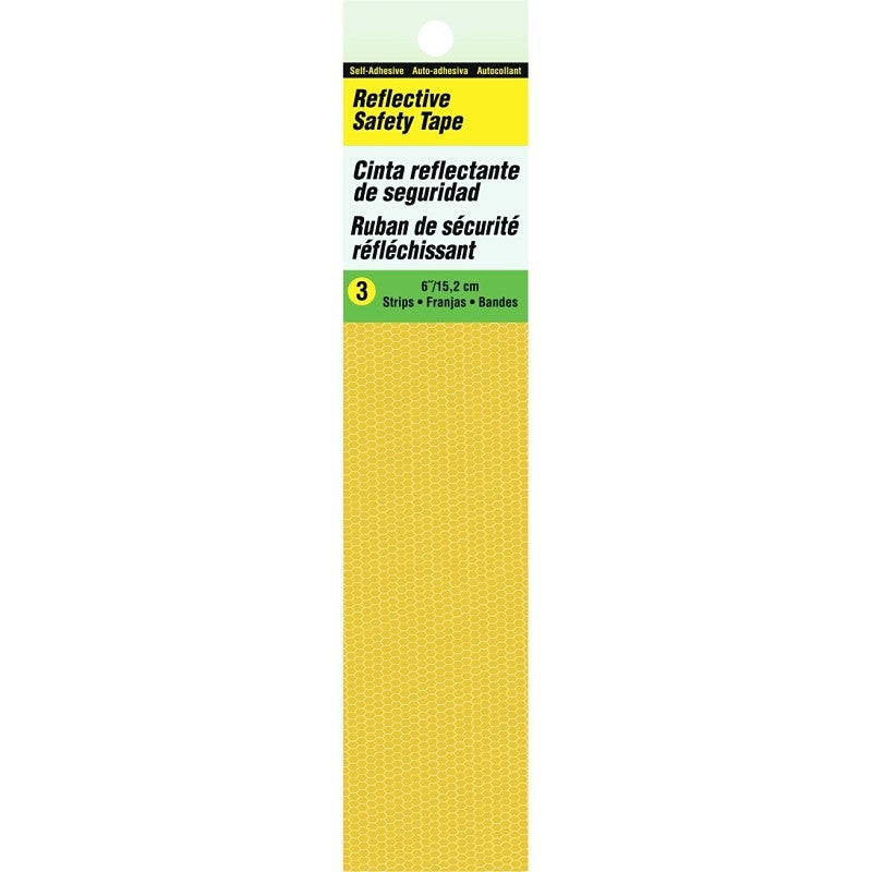 Hy-Ko TP-3Y Reflective Safety Tape, 6 in L, Yellow (Pack of 5)