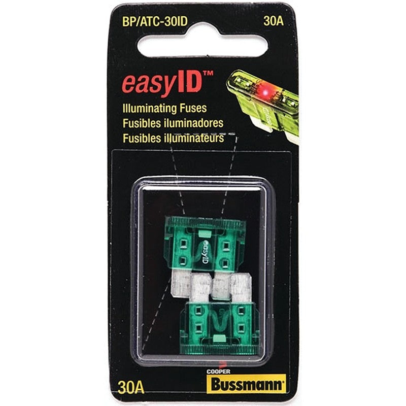 Bussmann BP/ATC-30ID Automotive Fuse, 1 kA Interrupt, Blade Fuse, 32 VDC, Green