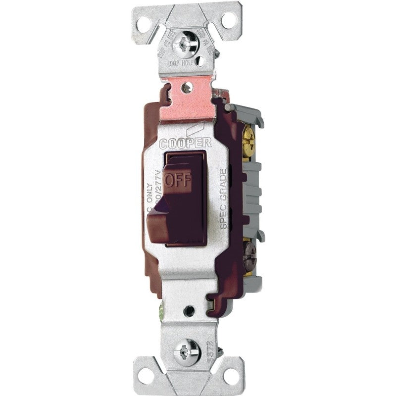 Eaton Wiring Devices CS320B Series Toggle Switch, Brown, 20 A, 120/277 V, 3-Position, Screw Terminal