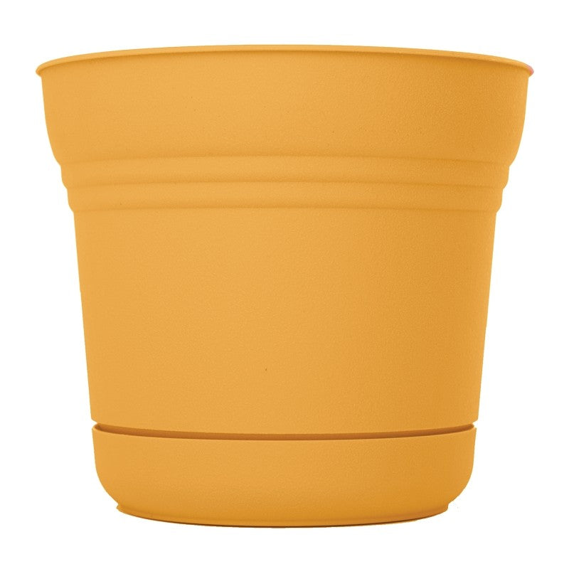Bloem SP1223 Planter, 12 in Dia, 10.8 in H, 12.3 in W, Saturn Design, Earthy Yellow, Matte