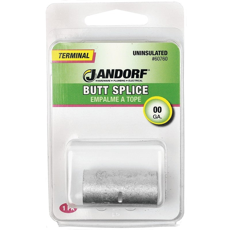 Jandorf 60760 Butt Splice Connector, #0 AWG Wire, Copper Contact, Tin, 1/PK