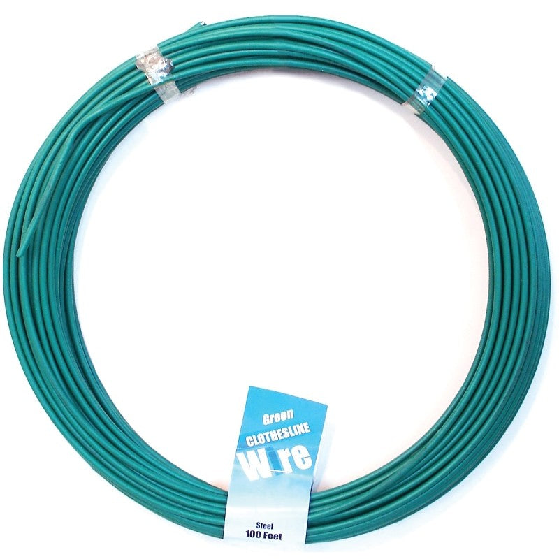 Midwest Fastener 11269 Solid Wire Clothesline, 100 ft L, Steel, Green