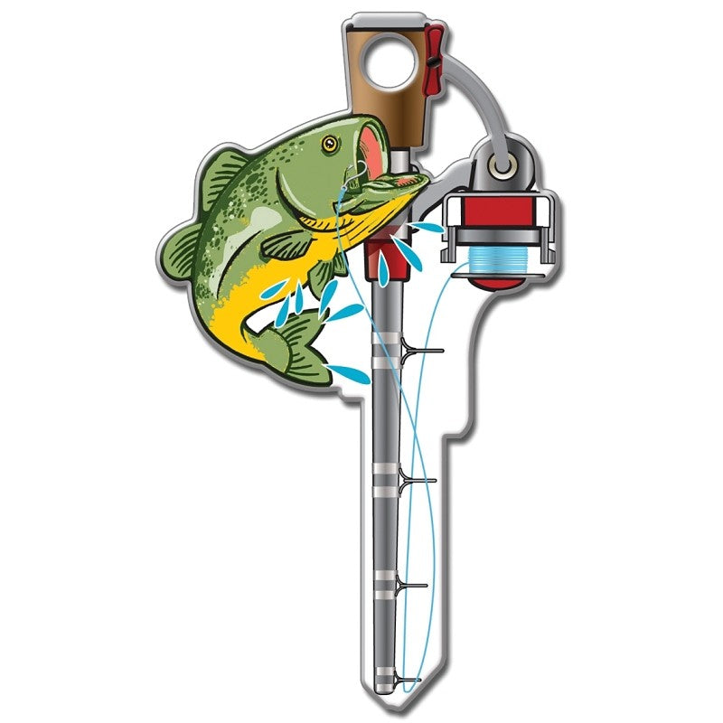 Lucky Line Key Shapes Series B117S Key Blank, Fishing Pole, Brass, Enamel-Coated, For: Schlage Locks (Pack of 5)