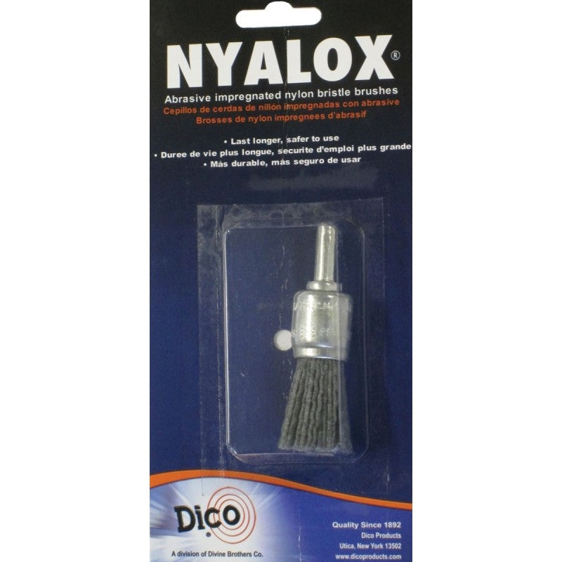Dico 541-775-3/4 End Brush, 3/4 in Dia, 1/4 in Arbor/Shank, Nylon Bristle