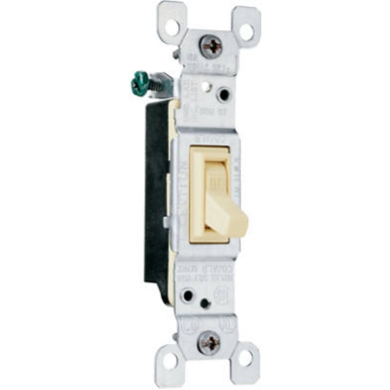 Pass & Seymour TradeMaster Series 660IGCACC20 Toggle Switch, 15 A, 120 VAC, Back Wire, Side Wire Terminal, Ivory
