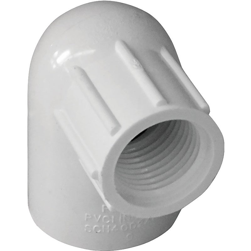 IPEX 435515 Reducing Pipe Elbow, 3/4 x 1/2 in, Socket x FPT, 90 deg Angle, PVC, White, SCH 40 Schedule, 150 psi Pressure