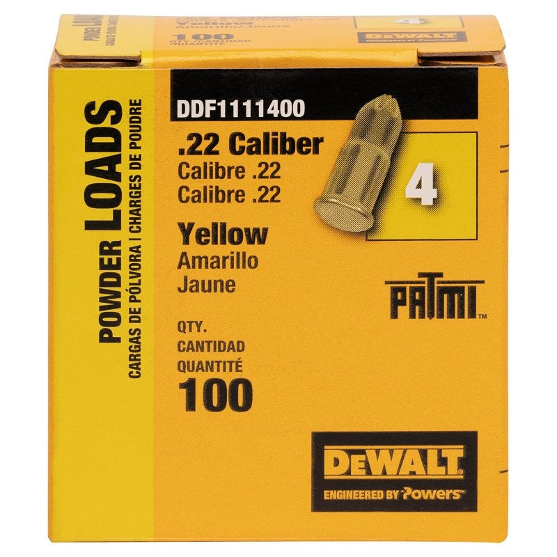 DEWALT DDF1111400 Powder Actuated Load, 0.22 Caliber, Power Level: 2 (Pack of 12)