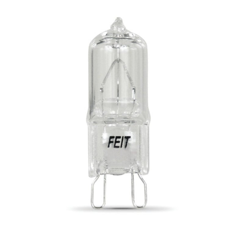 Feit Electric BPQ25/G9 Halogen Bulb, 1-3/4 in H Dimensions, 25 W, G9 Lamp Base, JCD T4 Lamp, 3000 K Color Temp