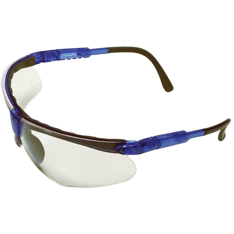 Safety Works 10041055 Padded Brow Guard Safety Glasses, Anti-Fog, Anti-Scratch Lens, Polycarbonate Lens, Blue Frame