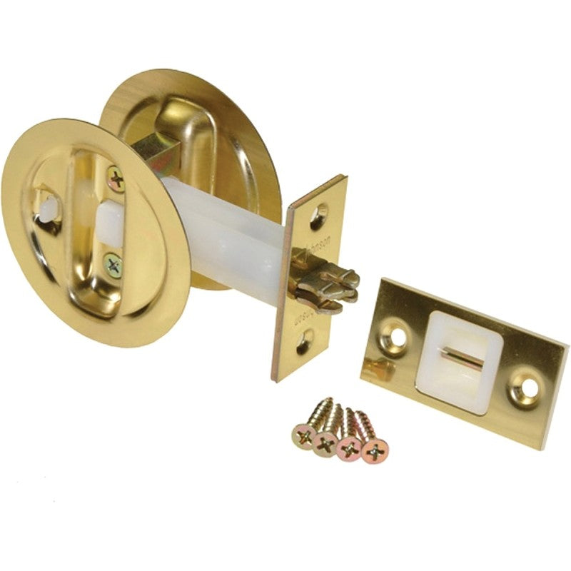 Johnson Hardware 15213PK1 Pocket Door Lock, US3 Brass, 2-3/8 in Backset