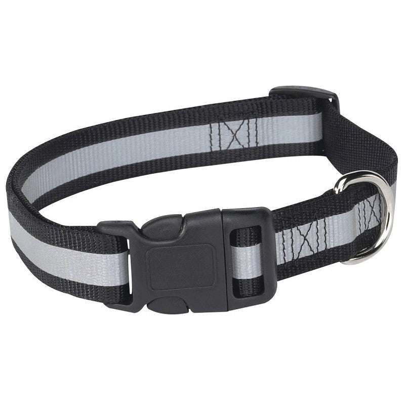 Guardian Gear ZA984 10 17 Dog Collar, 10 to 16 in L Collar, 5/8 in W Collar, Nylon, Black, Reflective Taping