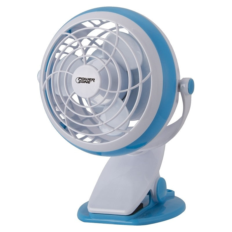 PowerZone QT-U409-D Desk and Clip-On Fan, 5 VDC, 4 in Dia Blade, 3-Blade, 1-Speed, 48 in L Cord (Pack of 4)