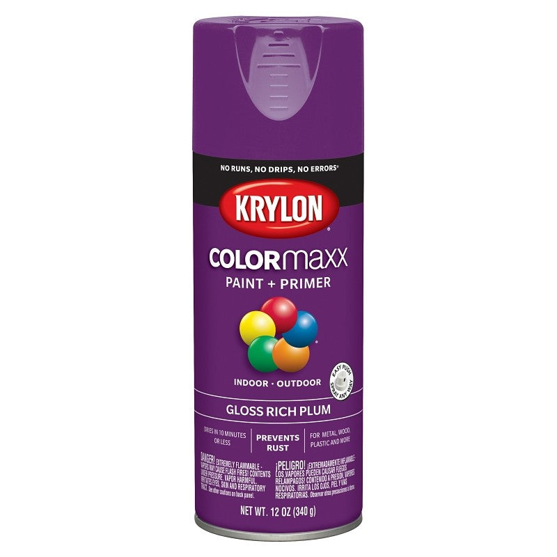 Krylon K05536007 Enamel Spray Paint, Gloss, Plum, 12 oz, Can
