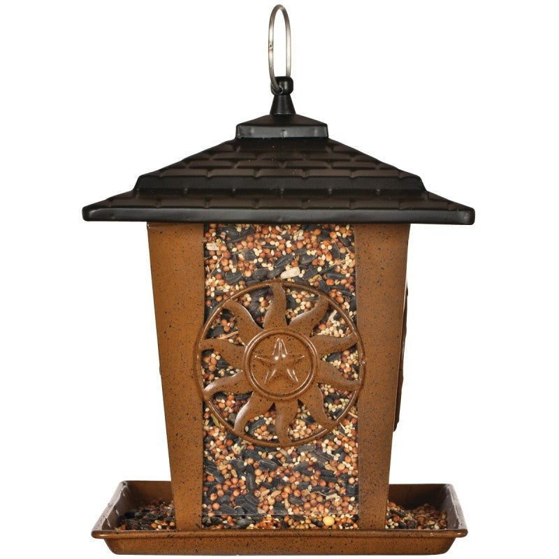 Perky-Pet 370 Seed Lantern Feeder, Sun, Star, 3 lb, Metal, Brown, 10.26 in H, Hanging/Pole Mounting (Pack of 2)