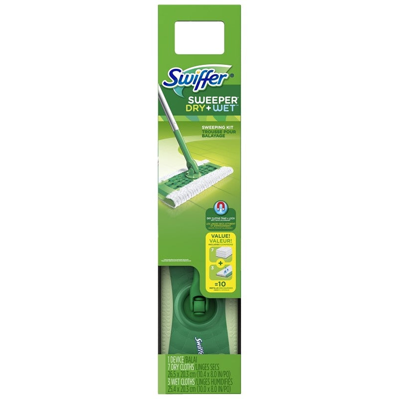 Swiffer 3700092814 Floor Sweeper Starter Kit, Includes: Dry Sweeping and Wet Mopping Refills and Hang Tag (Pack of 6)