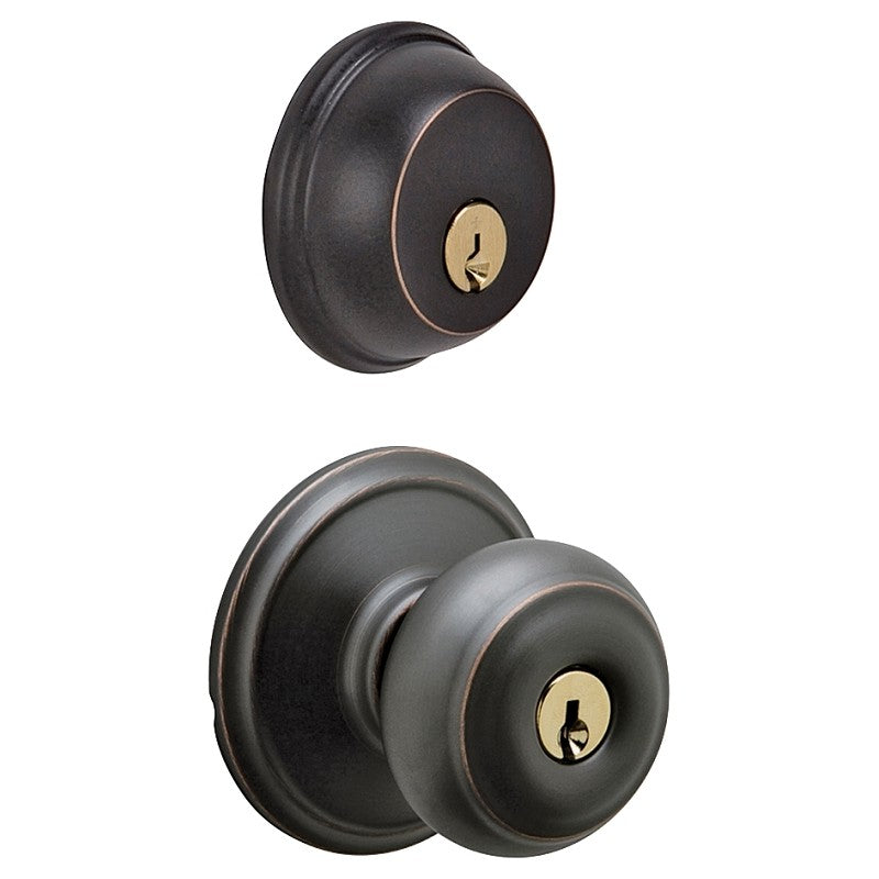Schlage FB50NVGEO716KA4 Knob Lockset, Mechanical Lock, Knob Handle, Round Design, Aged Bronze, 1 Grade, Rekeyable