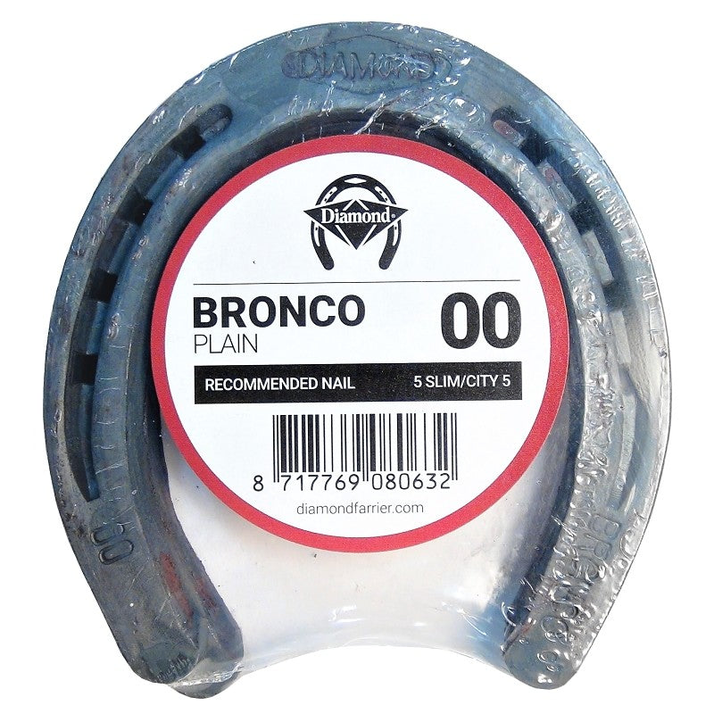 Diamond Farrier 00PLAINPR Bronco Plain Horseshoe, 5/16 in Thick, 00, Steel