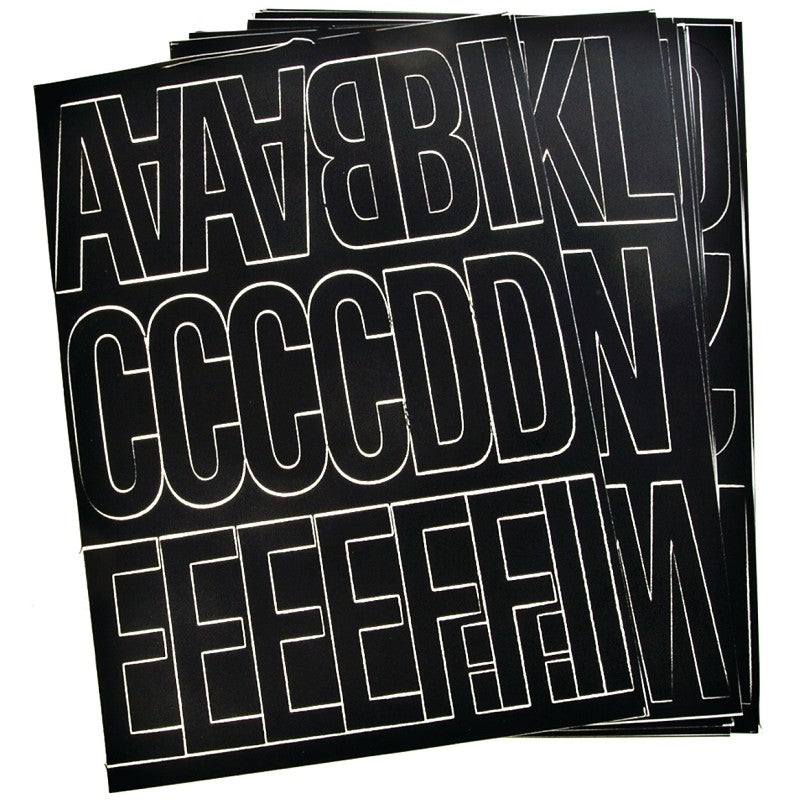 Hy-Ko 30035 Die-Cut Number and Letter Set, 3 in H Character, Black Character, Black Background, Vinyl