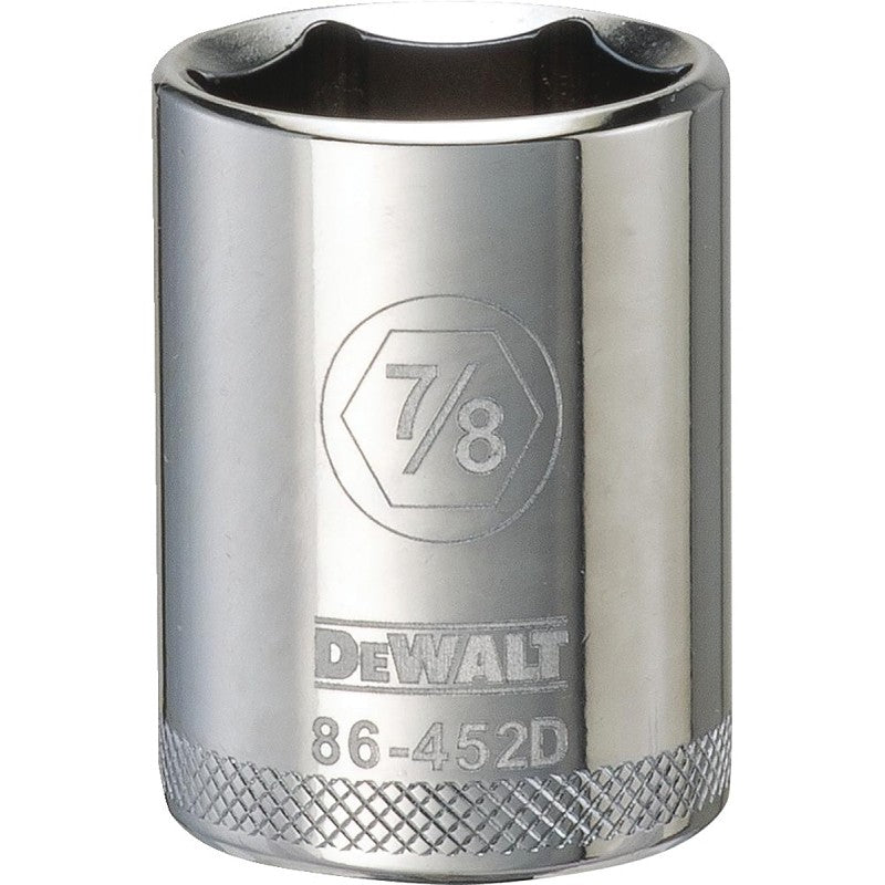 DEWALT DWMT86452OSP Drive Socket, 7/8 in Socket, 1/2 in Drive, 6-Point, Steel, Polished Chrome Vanadium