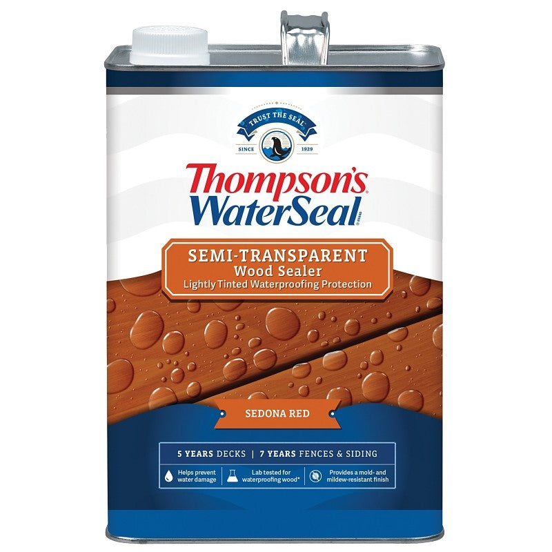 Thompson's WaterSeal TH.092401-16 Wood Sealer, Semi-Transparent, Liquid, Sedona Red, 1 gal (Pack of 4)