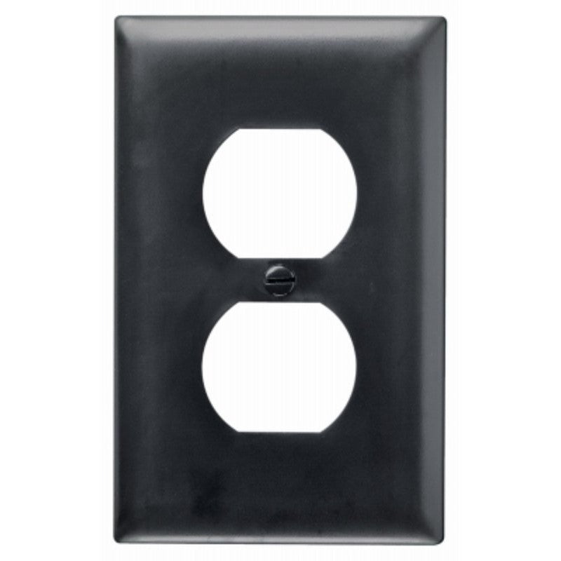 Legrand TP8BKCC25 Duplex Wallplate, 4.6875 in L, 2.9375 in W, 1-Gang, Nylon, Black