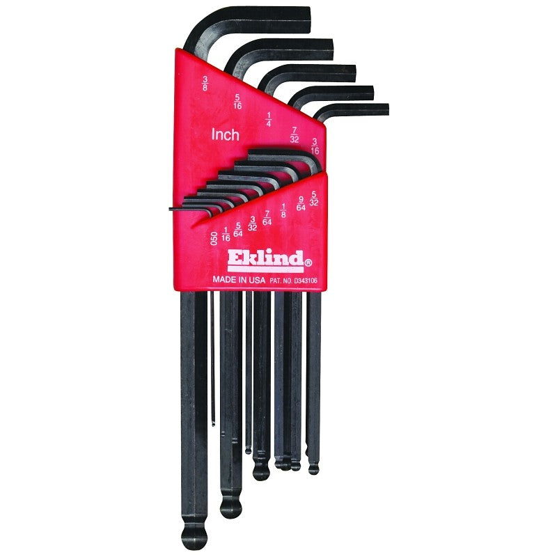 Eklind 13213 Hex Key Set, Includes: 0.05 to 3/8 in Keys, 13-Piece, Steel, Black