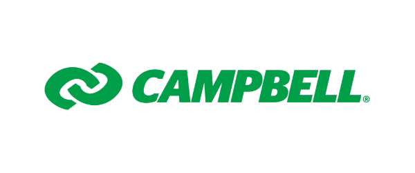 Campbell logo in green featuring an interlocking chain link icon beside bold text, representing the brand known for industrial chains and hardware products
