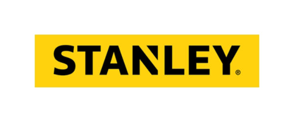 Stanley logo featuring bold black text on a yellow background, representing the trusted brand known for durable hand tools, power tools, and hardware products