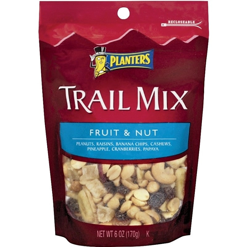 Planters 422519 Trail Mix, Fruit, Nut, 6 oz, Bag (Pack of 12)
