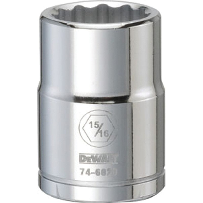 DEWALT DWMT74602OSP Drive Socket, 15/16 in Socket, 3/4 in Drive, 12-Point, Vanadium Steel, Polished Chrome