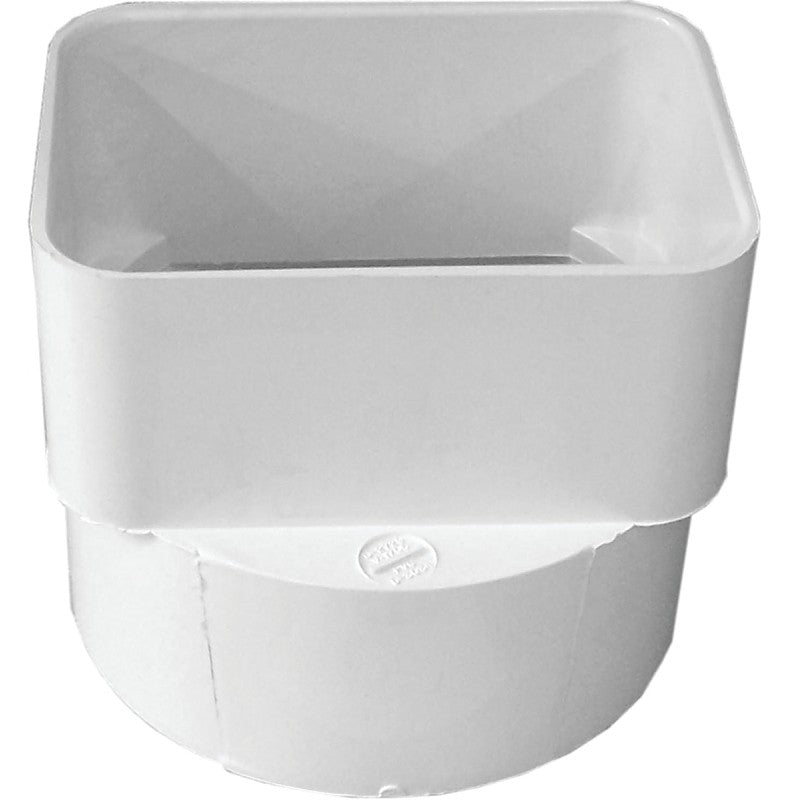 Canplas 414434BC Downspout Adapter, 3 x 4 in Connection, Hub, PVC, White